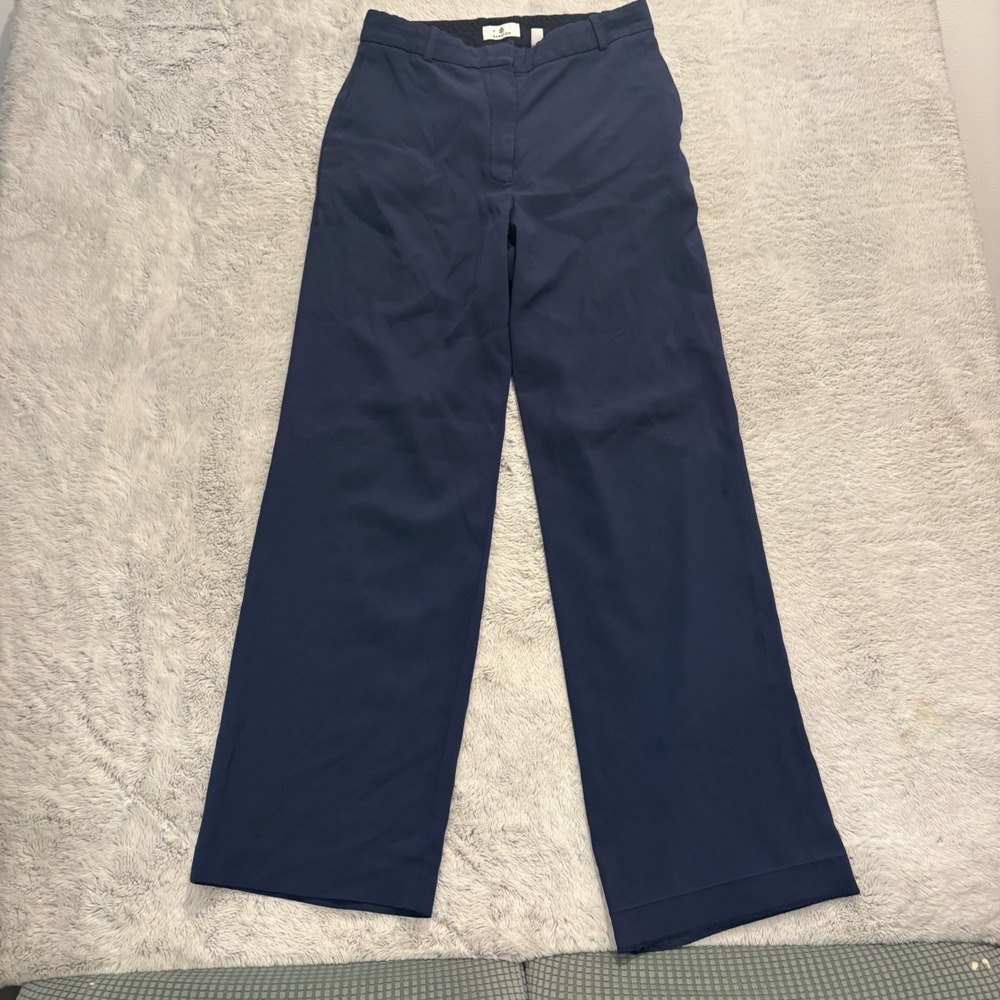 Aritzia Babaton Navy Blue Wide Leg Dress Pants 10 High Waist Office Work 
READ